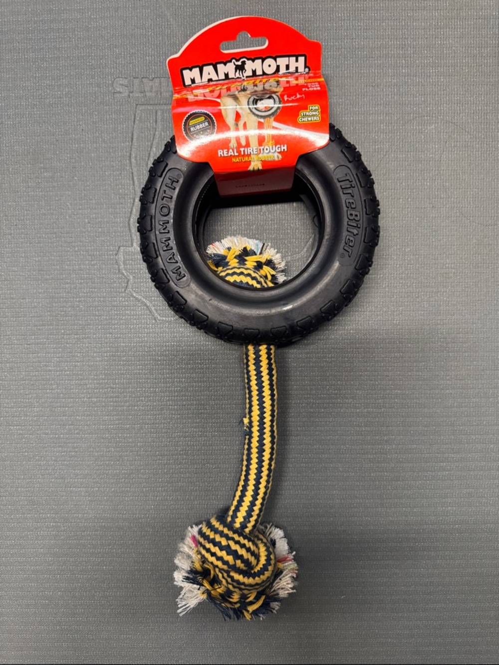 Mammoth Black & Yellow Tire Rope Dog Toy